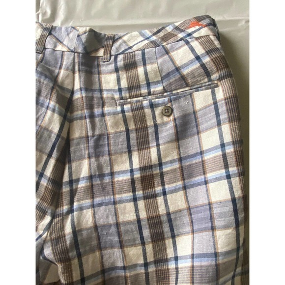 Men's Tommy Bahama Linen Blend Plaid Shorts- Size34 - Picture 6 of 7